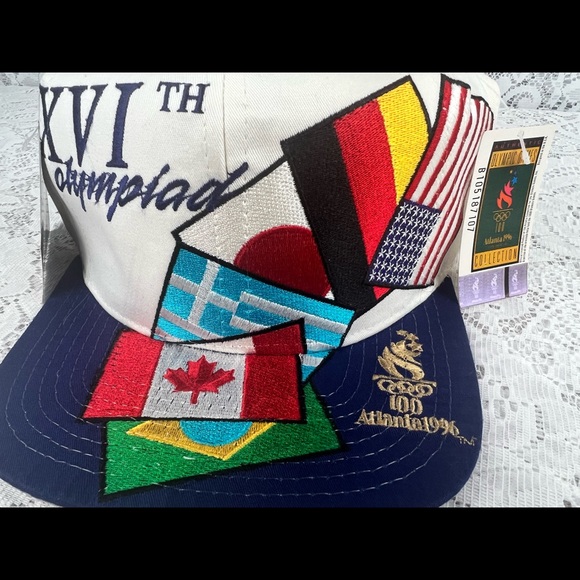 Vintage 1996 Olympics Atlanta STARTER World Flags Snapback Hat NWT Retro - Picture 7 of 8